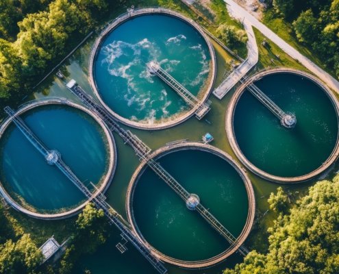 Water waste water treatment plant top view